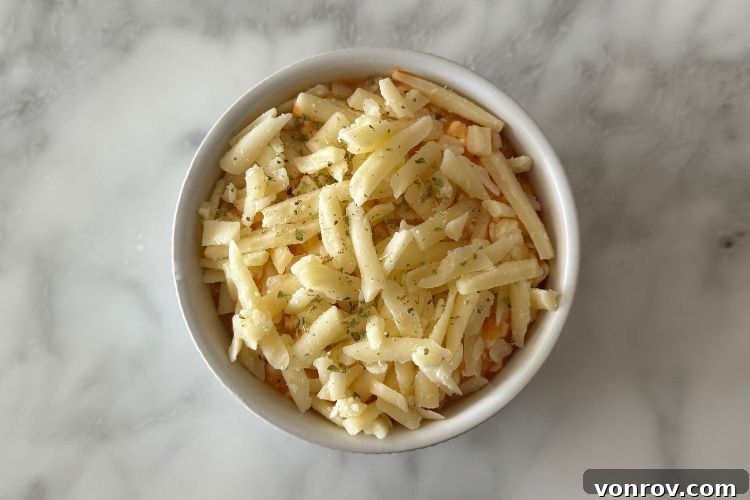 Pizza bowl topped with cheese